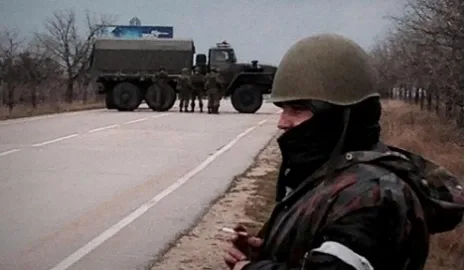 Who blocked the roads in Crimea?