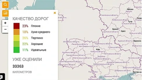 Качество дорог Украины можно оценить в режиме онлайн