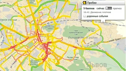Яндекс начал в баллах оценивать пробки во Львове