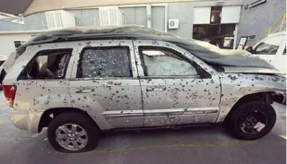 Як виглядає броньоване авто після розстрілу бойовиками