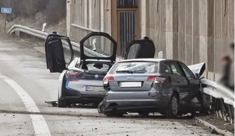 In Germany, a hybrid sports car BMW i8 was crashed for the first time