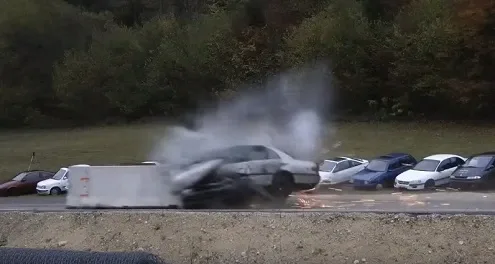 What happens if you conduct a crash test at 200 km/h