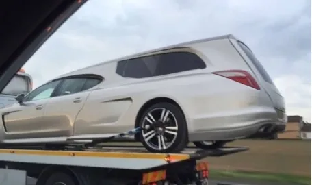 In Italy, a sports hearse Porsche was captured on camera