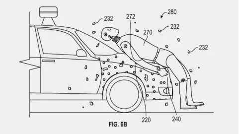 Google developed a hood that glues a pedestrian in an accident