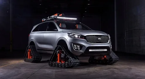 Кроссовер Kia Sorento поставили на гусеницы