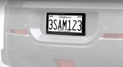 Electronic license plates have appeared in the USA