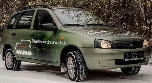 Lada Kalina station wagon turned into a driverless electric car