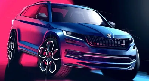 Skoda рассекретила новые тизеры кроссовера Kodiaq RS