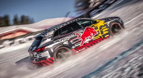 Audi e-tron crossover stormed the ski slope