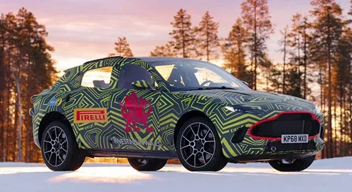 The first Aston Martin crossover has hit the winter tests