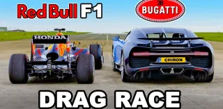Гіперкар Bugatti Chiron порівняли з болідом Формули-1 у гонці (відео)