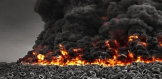 Пожар на самой большой свалке шин в мире показали на фото и видео