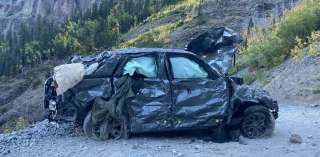 The photo showed the consequences of a car falling from the height of a 40-story building