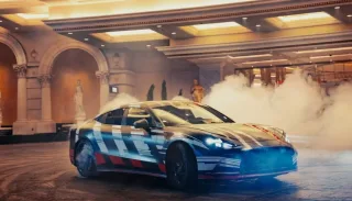 Prototype Mercedes-AMG GT 4-Door Coupe presented in Las Vegas by Brad Pitt and George Russell