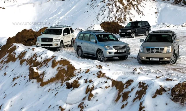 Zoom in! Cadillac Escalade, Infinity QX56, Range Rover 4.2 Supercharged and Lexus LX 570