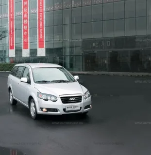 No brakes, but with DVD. On a Chery on Chinese roads