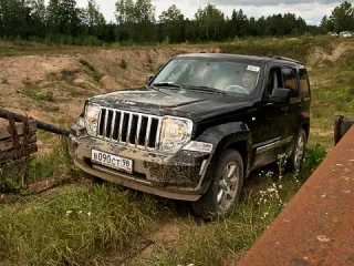 On the roadside. Doing soft-roading in a Jeep Cherokee
