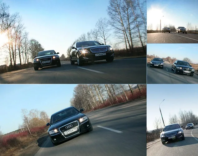 Audi A8 and Mercedes-Benz S500L.