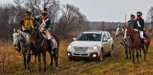 Обстреливаем обновлённые Subaru Legacy и Outback под Бородином