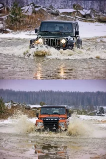 Мёртвые головы. Сталкиваем в грязь Land Rover Defender и Jeep Wrangler