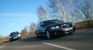 Audi A8 and Mercedes-Benz S500L.