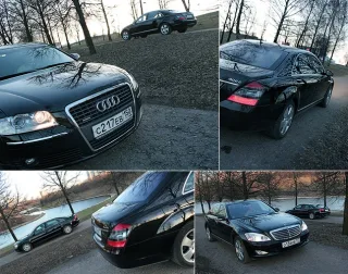 Audi A8 and Mercedes-Benz S500L.