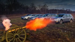 Обстреливаем обновлённые Subaru Legacy и Outback под Бородином