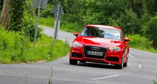 We go around the three-box Audi A3 Limousine from the rear