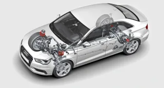 We go around the three-box Audi A3 Limousine from the rear