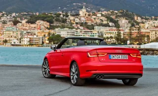 Chasing the Audi S3 sedan in a two-door Audi A3 Cabriolet