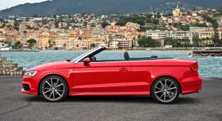 Chasing the Audi S3 sedan in a two-door Audi A3 Cabriolet