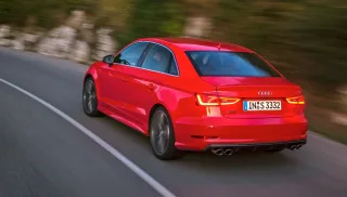 Chasing the Audi S3 sedan in a two-door Audi A3 Cabriolet