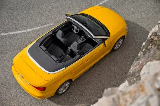 Chasing the Audi S3 sedan in a two-door Audi A3 Cabriolet
