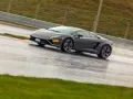 We're driving around Moscow Raceway in the Lamborghini Aventador and Gallardo coupes