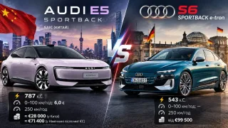After EU customs, the Chinese Audi E5 turned out to be more powerful and €28,000 cheaper than the German S6 Sportback e-tron